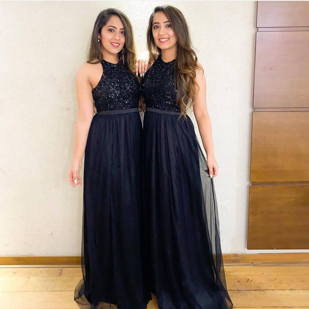 Awesome Designer Party Wear Sequin Black Gown Frock