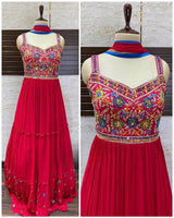 Faux Georgette Embroidery Ruffel Layer Gown Designs