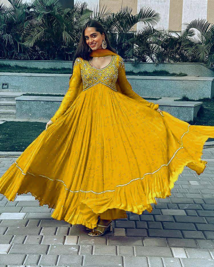 Embroidered Ruffle Layer Multi Gown Designs For Girls