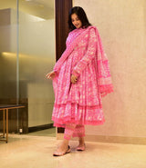 Floral Printed Regular Wear Gown With Pant Designs