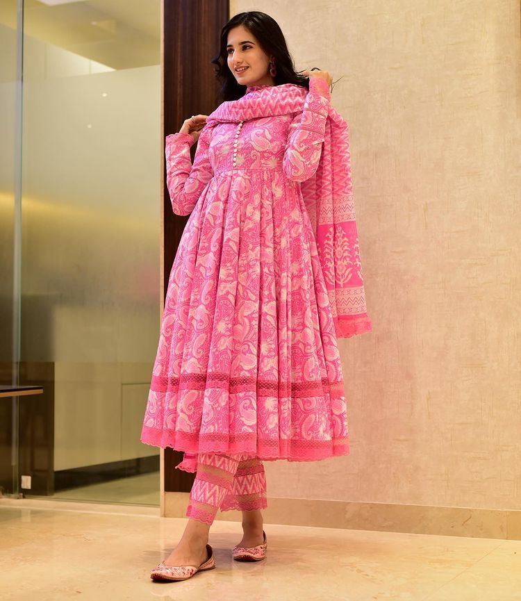 Floral Printed Regular Wear Gown With Pant Designs