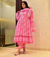 Floral Printed Regular Wear Gown With Pant Designs