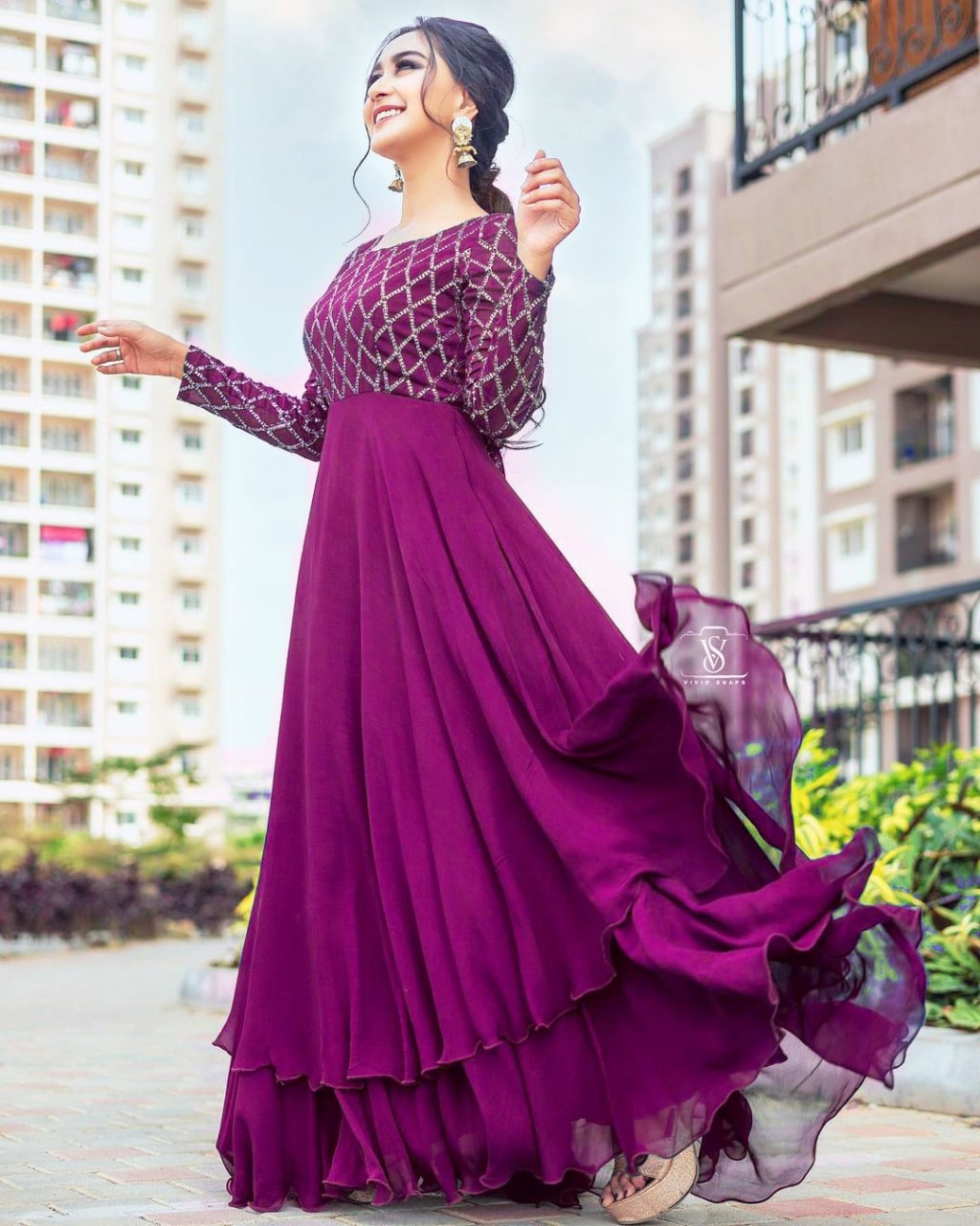 Beautiful Layer Designer Gown Designs For Wedding Wear