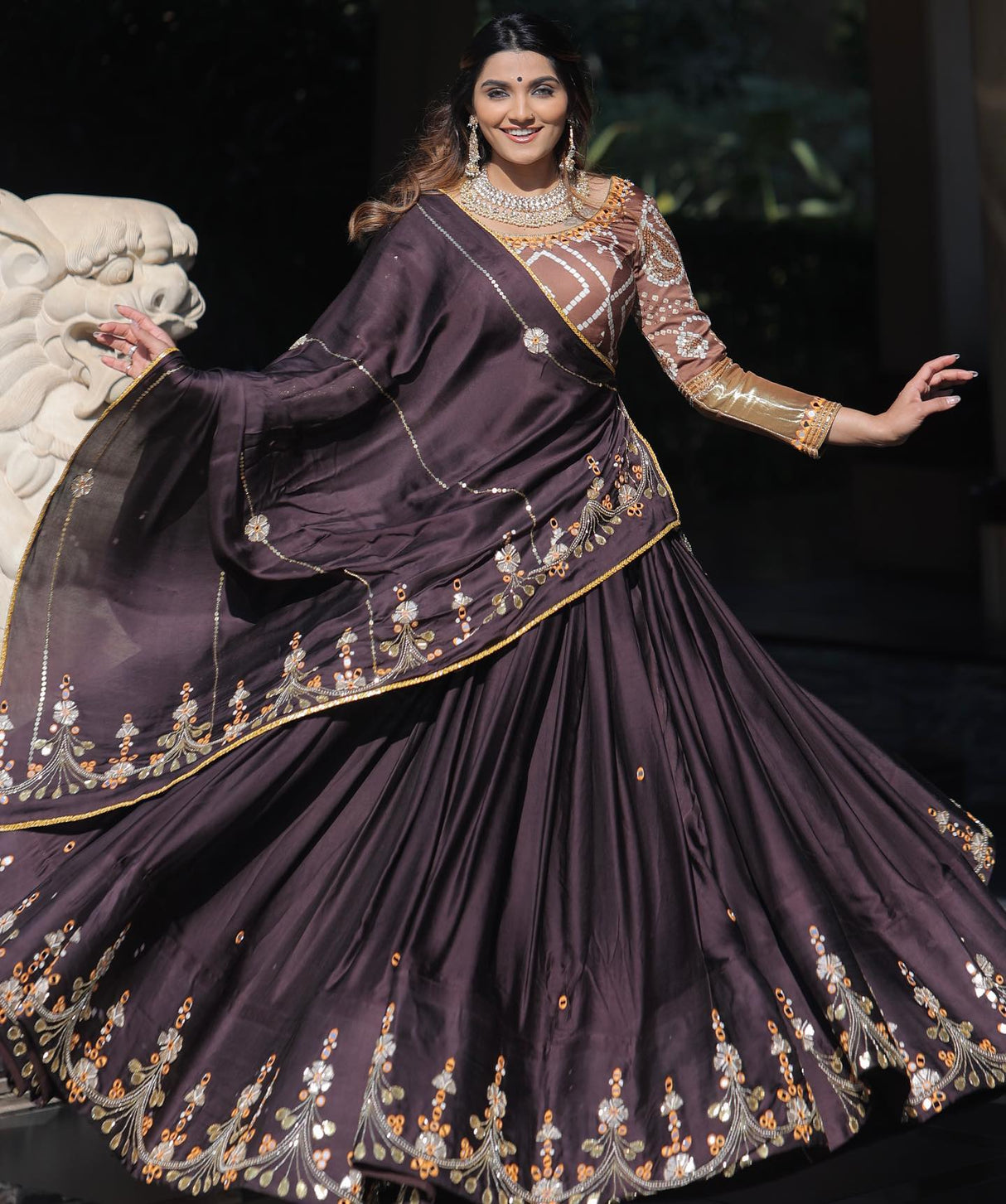 Real Mirror Work Party Wear Gorgeous Lehenga Choli