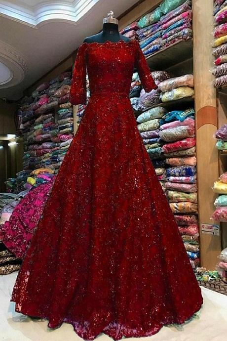 Swell Dark Maroon Color Pure Designer Squvance Gown