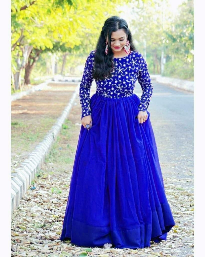 Gorgeous Blue Designer Heavy Party Wear Gown For Girls