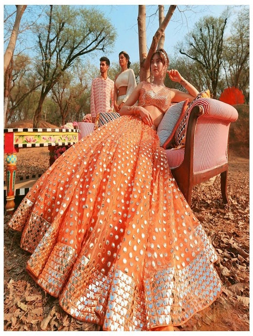 Orange Color Designer Lehenga Choli Collection