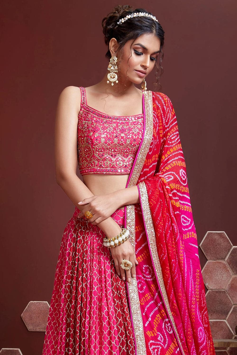 Bollywood Pink Color Heavy Mirror Work Latest Lehenga Choli