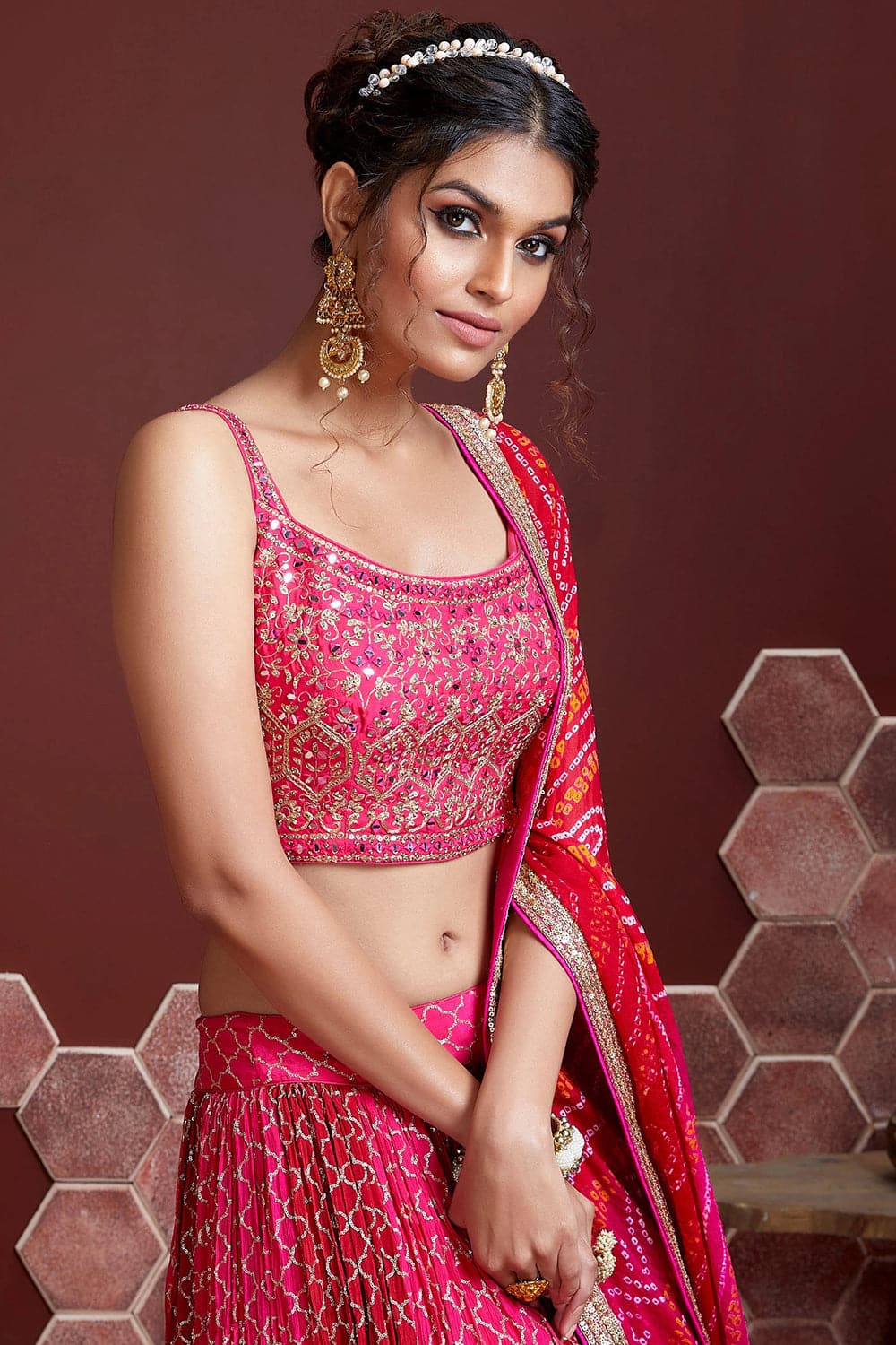 Bollywood Pink Color Heavy Mirror Work Latest Lehenga Choli