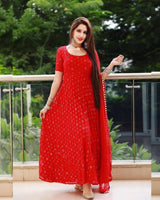 Designer Wedding Wear Red Coloured Gown Designs