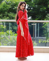 Designer Wedding Wear Red Coloured Gown Designs