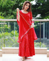 Designer Wedding Wear Red Coloured Gown Designs