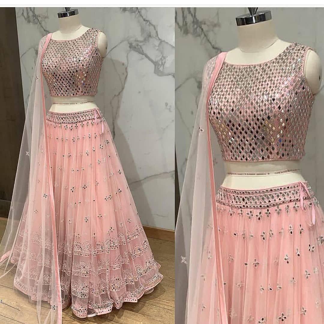 Embroidery Peach Color Astounding Lehenga Choli Designs