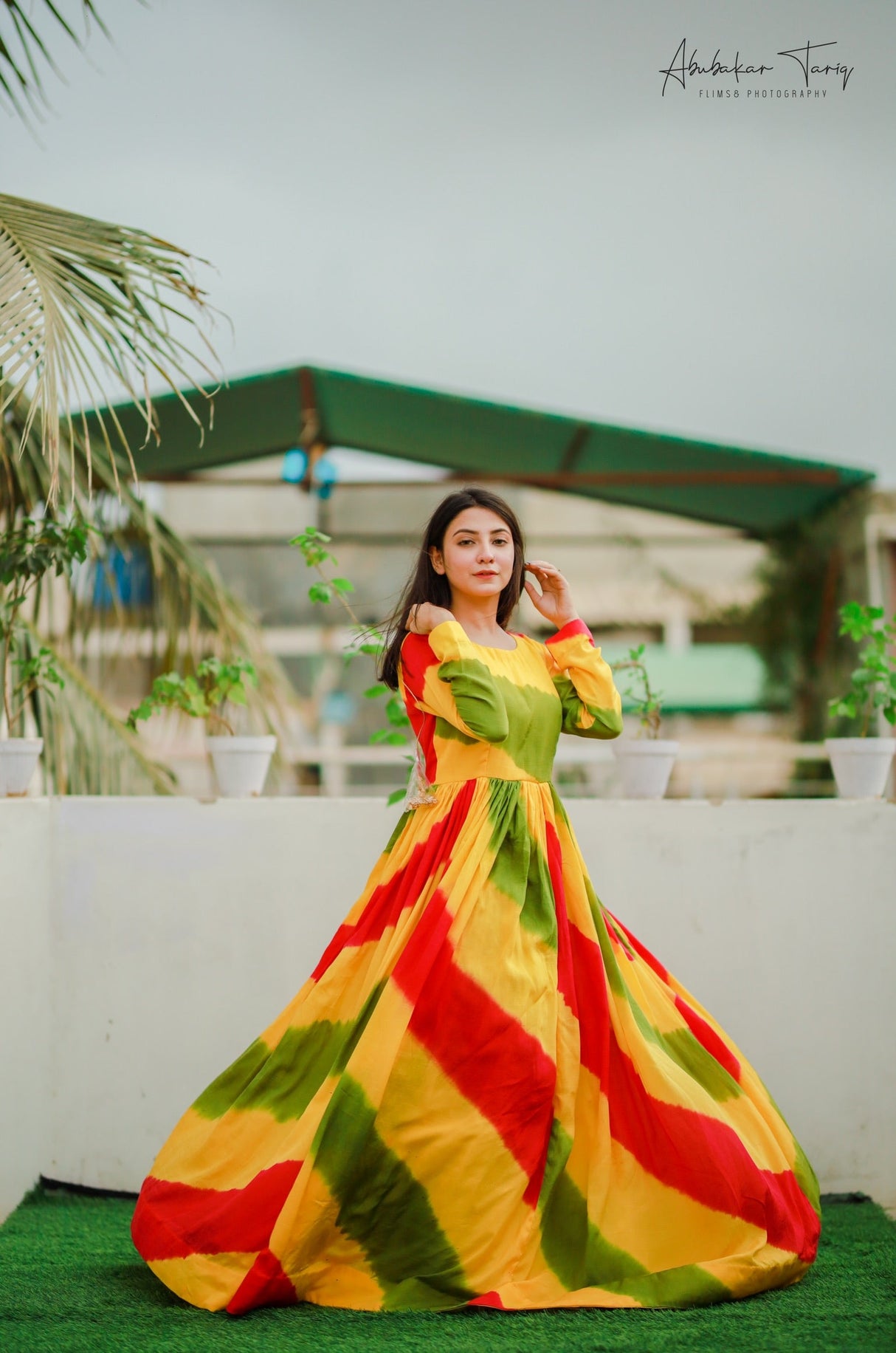 Party Wear Floral Lehariya Multi Printed Beautiful Gown