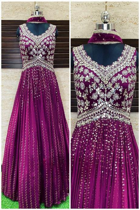 Designer Party Wear Wine Gown Collection For Girls