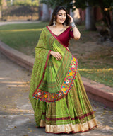 Exquisite Green Color Zig Zag Printed Classic Lehenga Choli