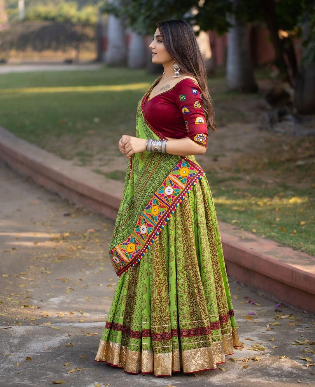 Exquisite Green Color Zig Zag Printed Classic Lehenga Choli