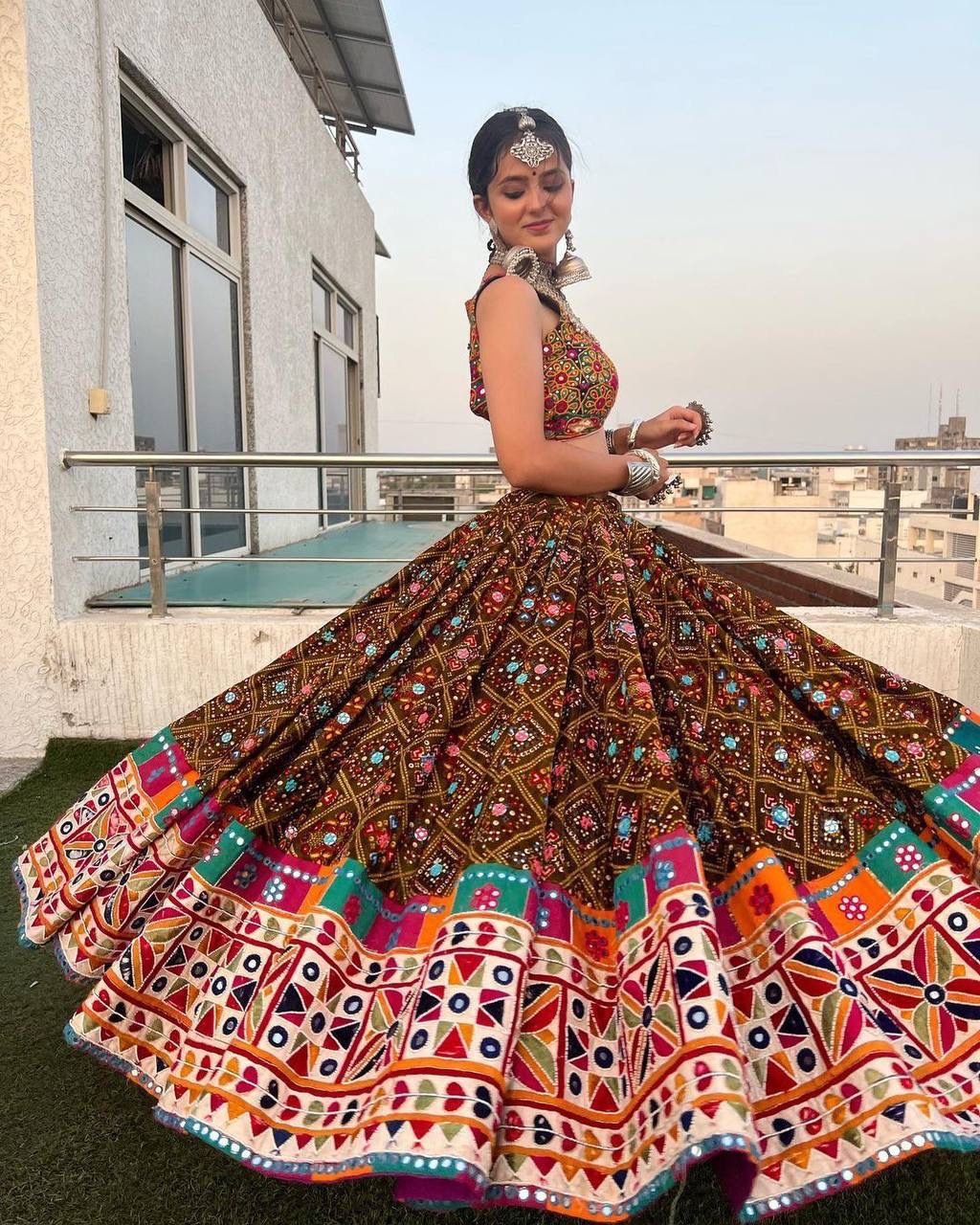Graceful Printed Hand Work Lehenga Choli For Navratri