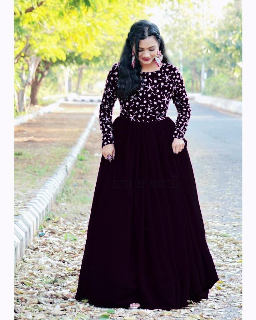 Imposing Black Embroidery Gown Collection For Girls