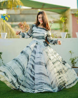 Multi Color Heavy Georgette With Printed Work Gown