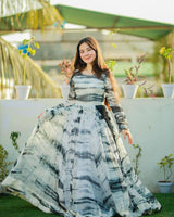 Multi Color Heavy Georgette With Printed Work Gown