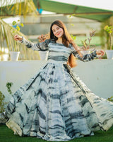 Multi Color Heavy Georgette With Printed Work Gown