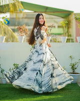 Multi Color Heavy Georgette With Printed Work Gown
