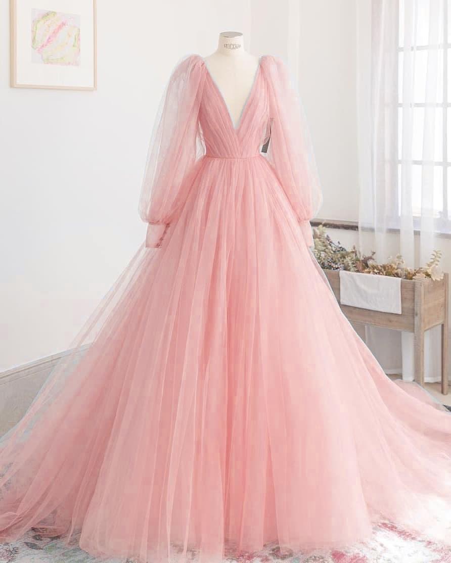 Heavy Fully Flair Beautiful Fully Stitch Peach Ball Gown