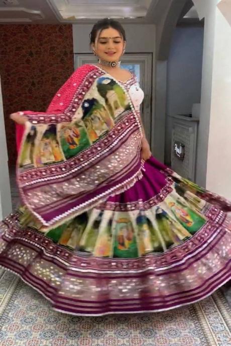 Heavy Silk Mirror Lehenga Choli Designs For Navratri