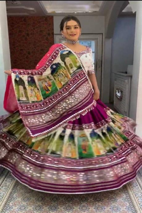 Heavy Silk Mirror Lehenga Choli Designs For Navratri