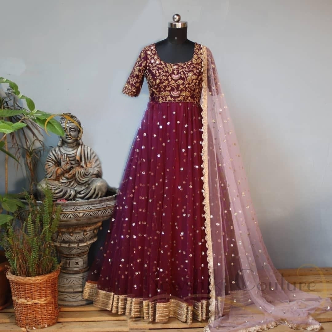 Attractive Georgette Embroidery Work Best Gown Design