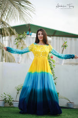 Multi Color Heavy Designer Party Wear Gown