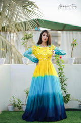 Multi Color Heavy Designer Party Wear Gown