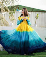 Multi Color Heavy Designer Party Wear Gown