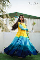 Multi Color Heavy Designer Party Wear Gown