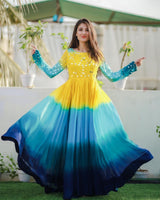 Multi Color Heavy Designer Party Wear Gown