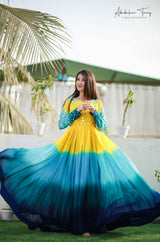 Multi Color Heavy Designer Party Wear Gown