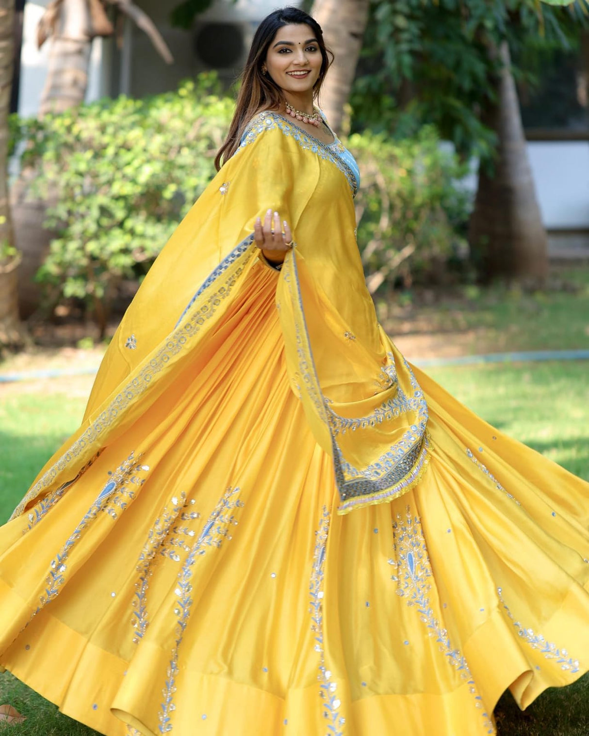 Kanjivaram Golden Yellow Color Satin Lehenga Choli