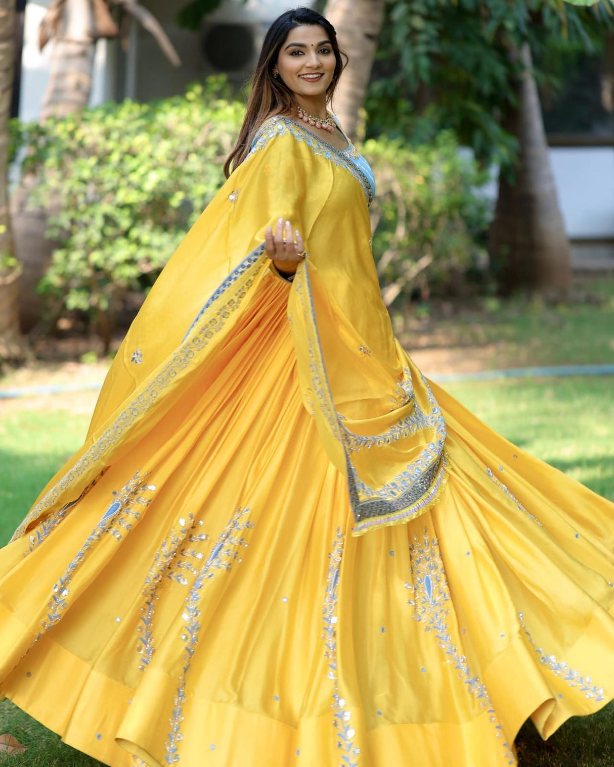 Kanjivaram Golden Yellow Color Satin Lehenga Choli
