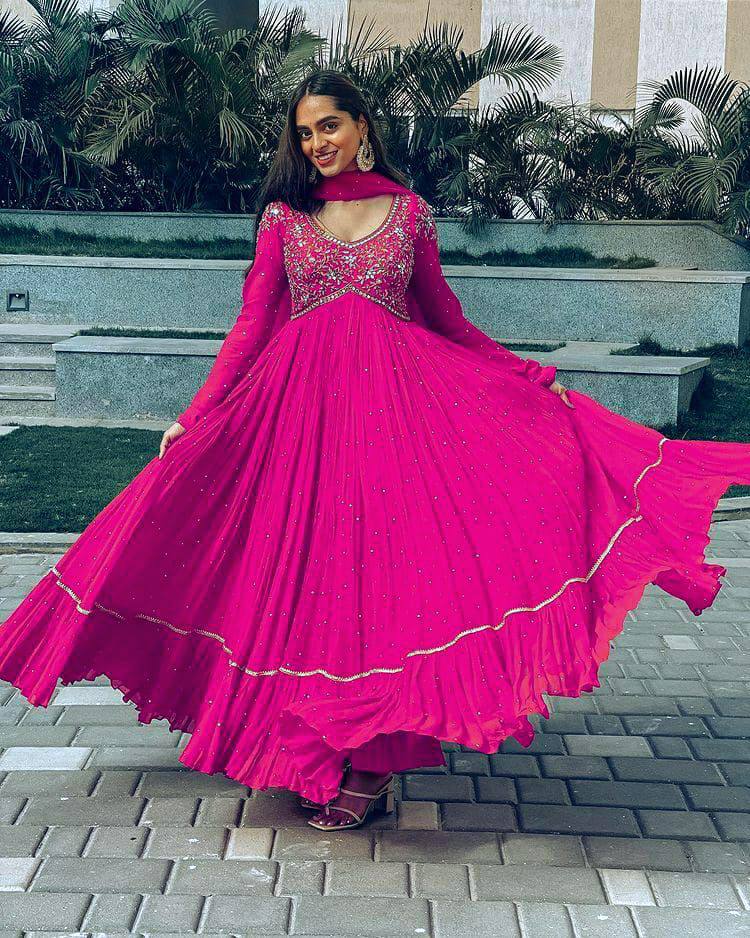 Best Pink Party Wear Gown Collection In Low Rate