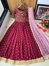 Attractive Georgette Embroidery Work Best Gown Design