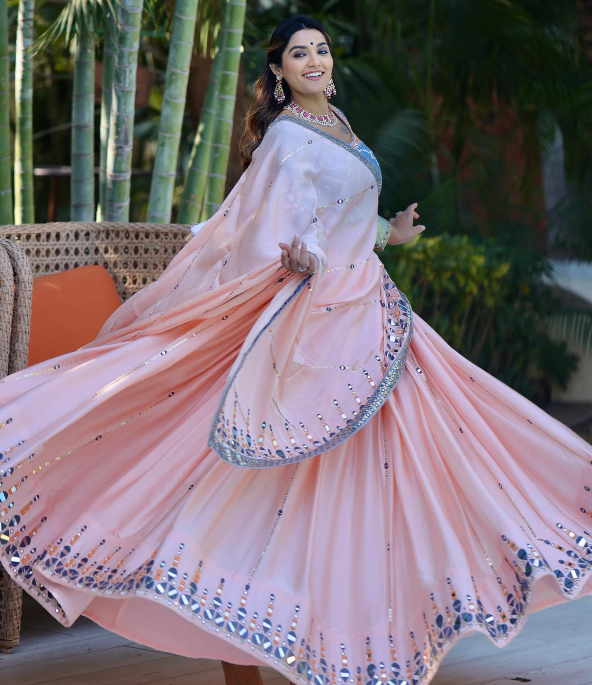 Harmonious Multi Color Real Mirror Lehenga Choli In Lower Rate