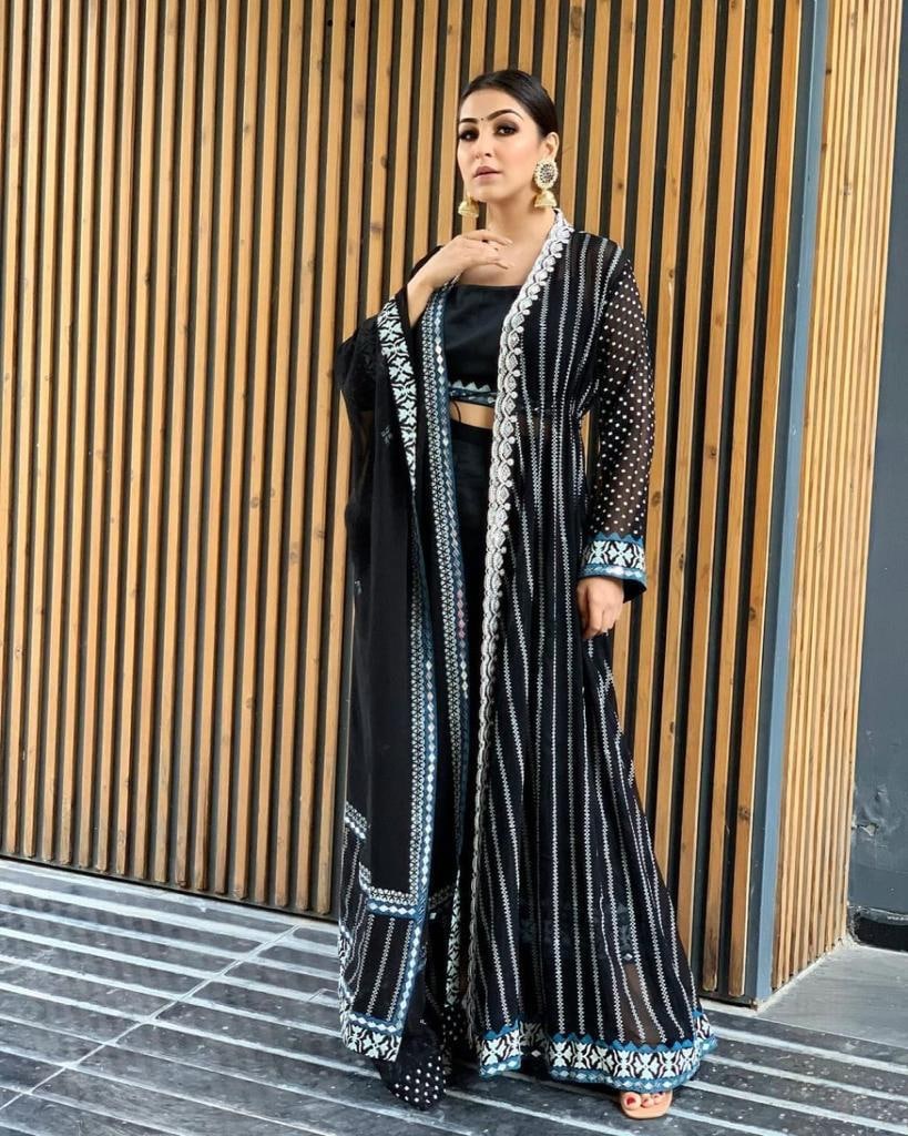 Stylist Black Designer Palazzo Suit
