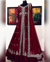 Heavy Georgette Zari Embroidered Work Party Wear Gown