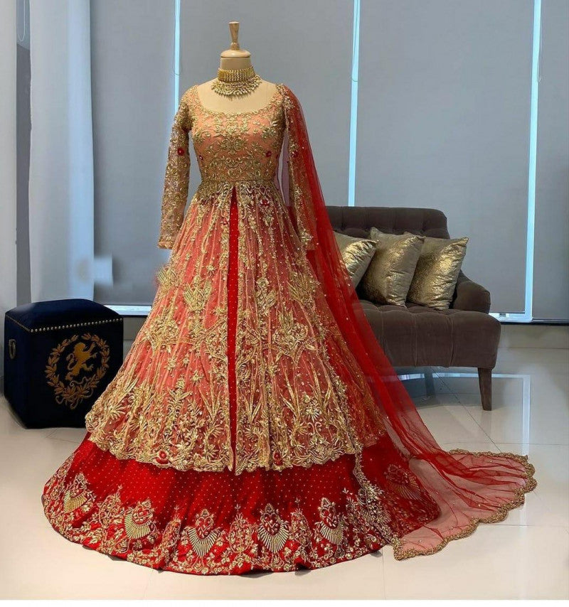 Red Color Wedding Wear Designer Marvellous Gown