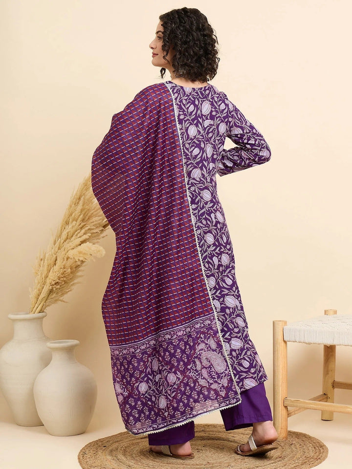 Women's Viscose Anarkali Kurta and Pant Set with Dupatta