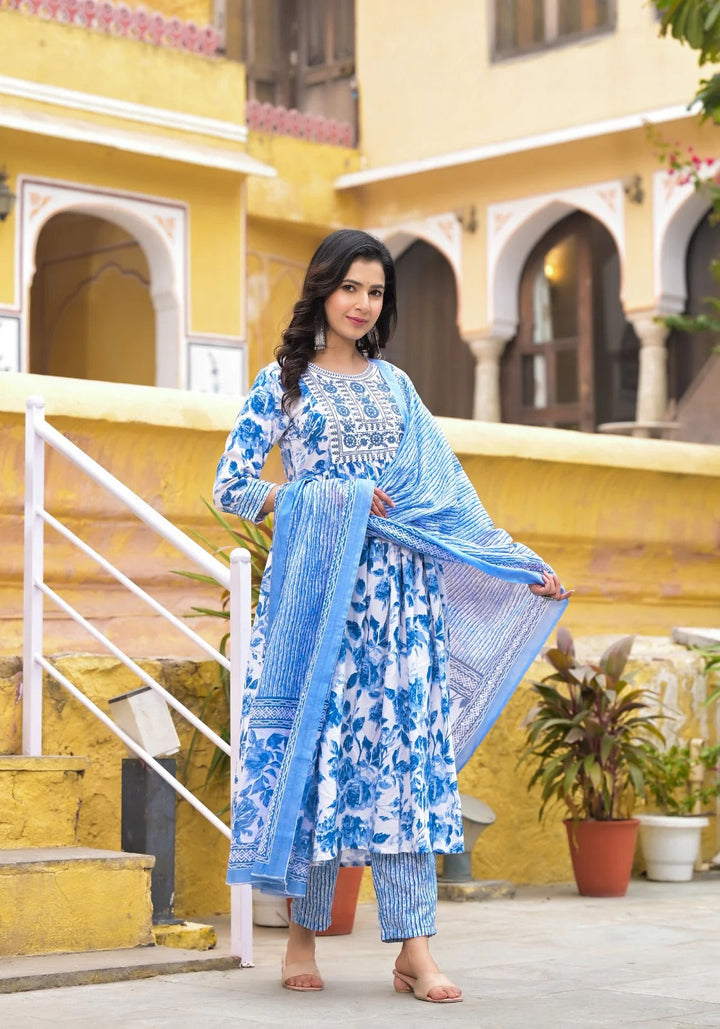 Dewdrop Blue Pure Viscose Kurta Set