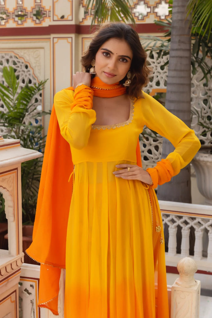 Yellow Organza Kurta Set Regular price