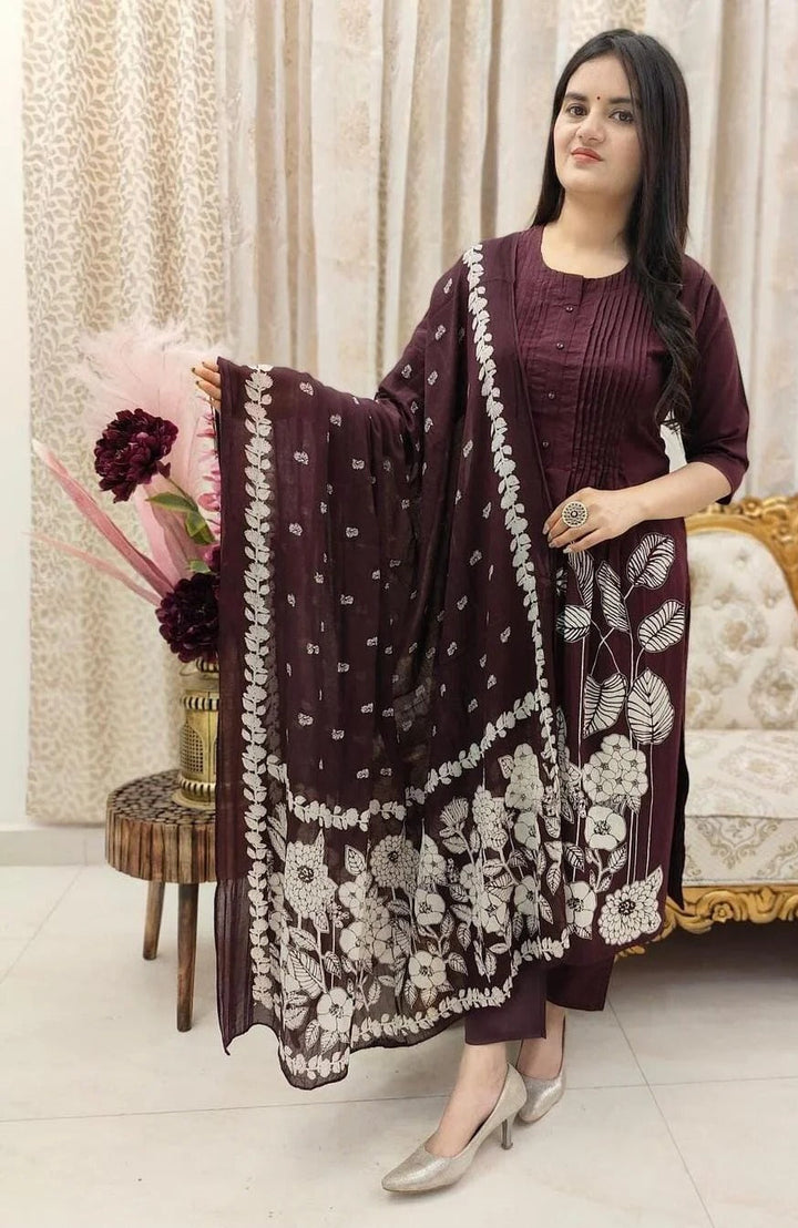 Plum Petals Cotton Suit Set