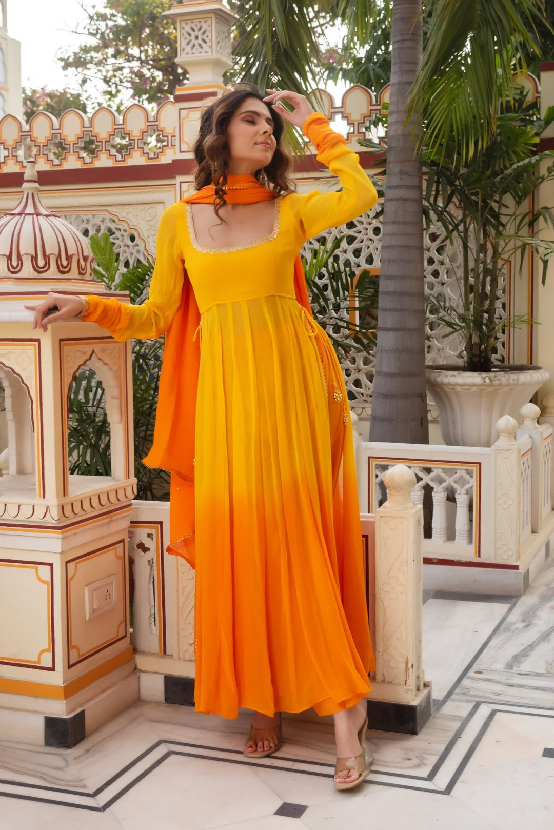 Yellow Organza Kurta Set Regular price